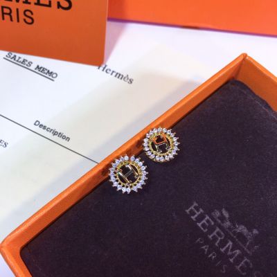 Perfect Replica Hermes H Earring-All Gold And Diamond